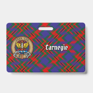 Crachá Crestão do Clã Carnegie sobre Tartan