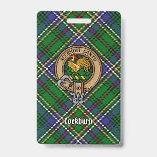 Crachá Crestão do Clã Cockburn sobre Tartan