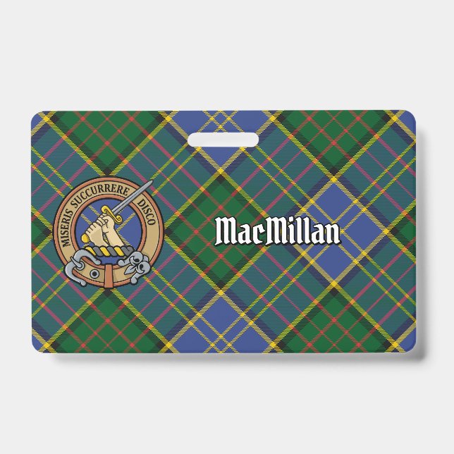 Crachá Crestão do Clã MacMillan sobre Tartan de Caça (Frente)