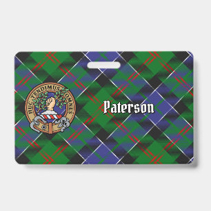 Crachá Crestão do Clã Paterson sobre Tartan