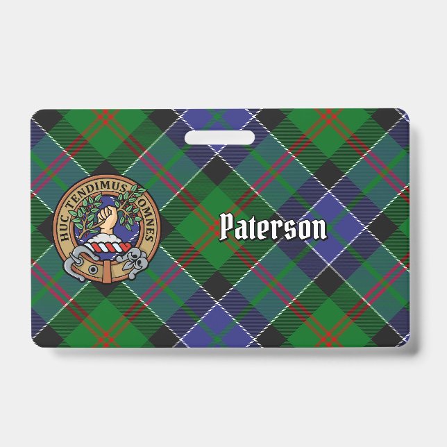 Crachá Crestão do Clã Paterson sobre Tartan (Frente)