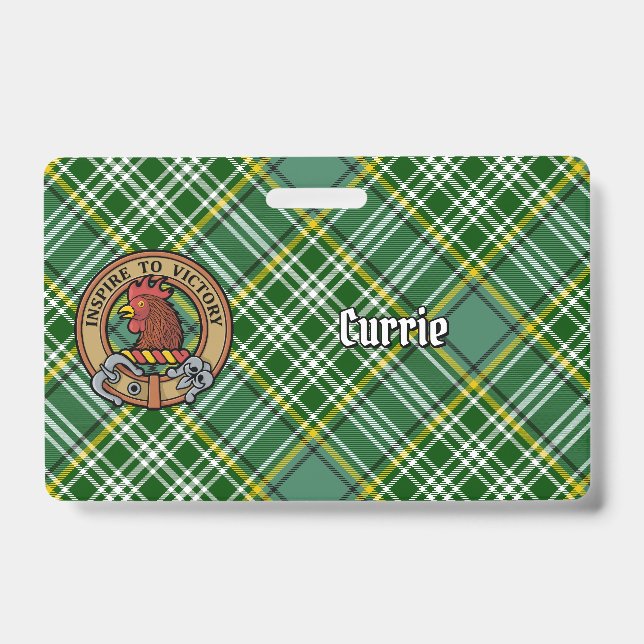 Crachá Crestas de Galo do Clã Currie sobre Tartan (Frente)