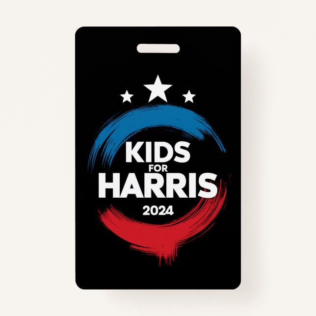 Crachá Crianças Para Harris Presidente Kids Love Kamala H (Frente)