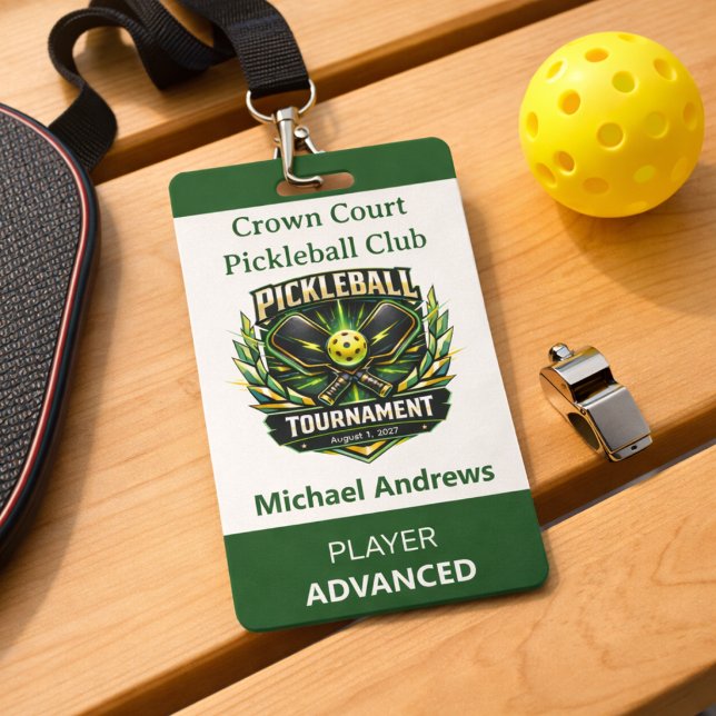 Crachá Crie Seu Próprio Emblema de Torneio de Pickleball (Pickleball Tournament Badge for players, refs, spectators and more. Logo design. Customize,)