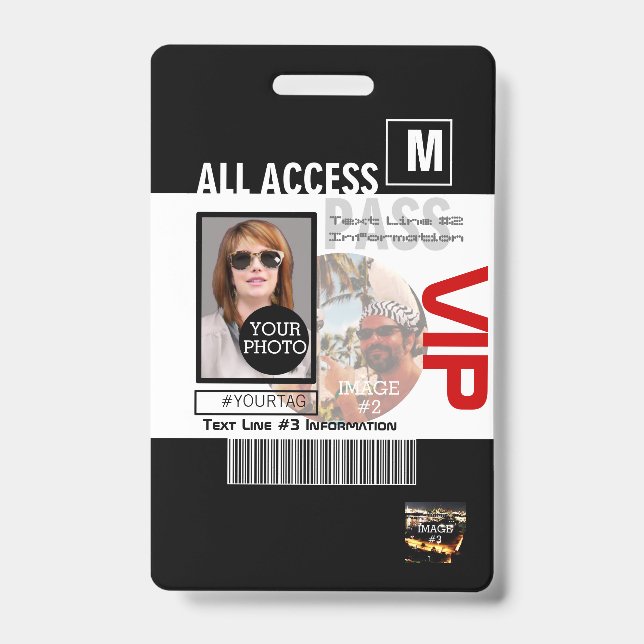 Crachá Crie seu próprio VIP Pass 8 maneiras de personaliz (Frente)