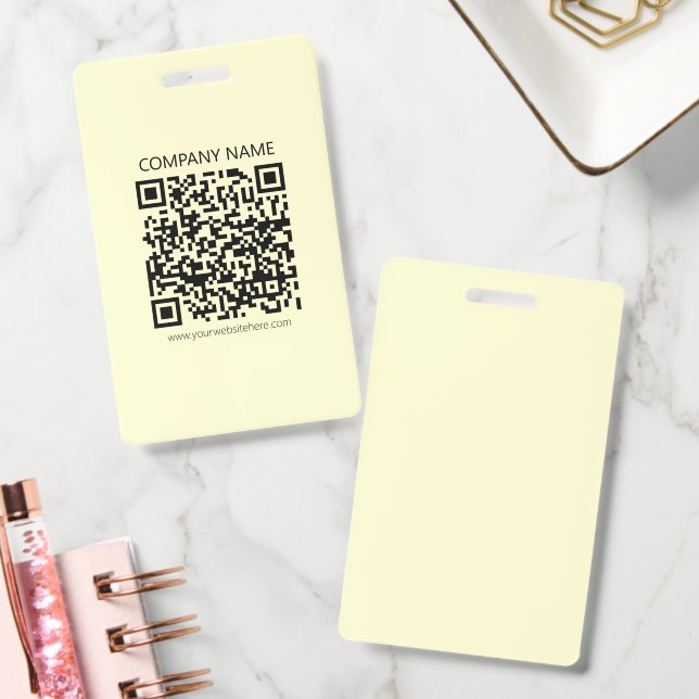 Crachá Crie um Código QR | Amarelo Claro (Escritório)