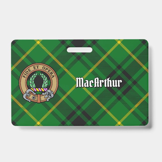 Crachá Crista do Clã MacArthur sobre Tartan (Frente)