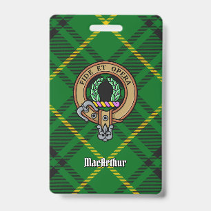 Crachá Crista do Clã MacArthur sobre Tartan