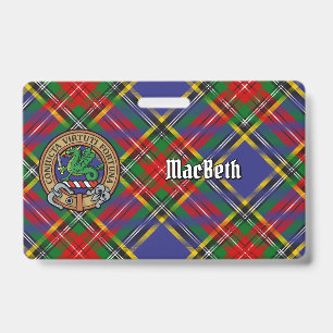 Crachá Crista do Clã MacBeth sobre Tartan