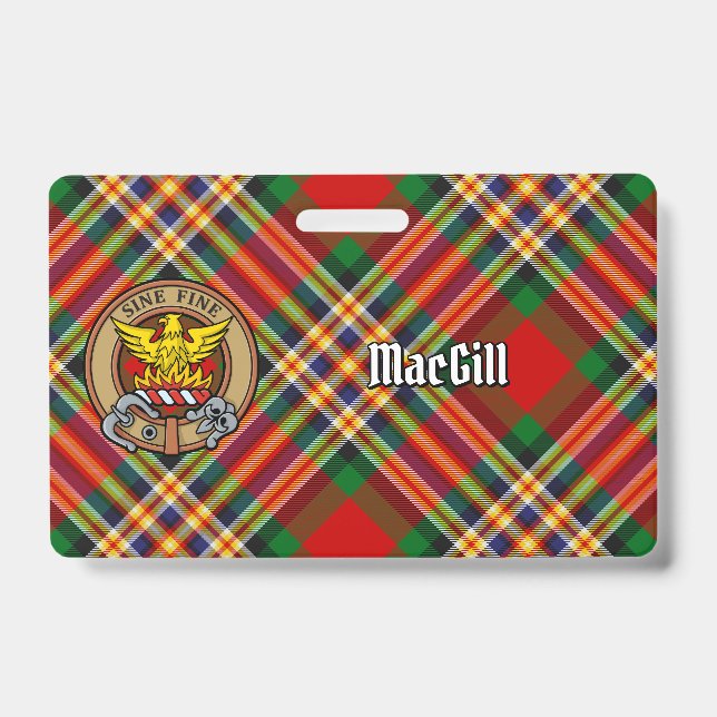 Crachá Crista do Clã MacGill sobre Tartan (Frente)