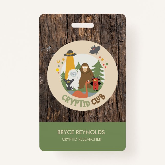 Crachá Cryptid Researcher Party Badge (Frente)
