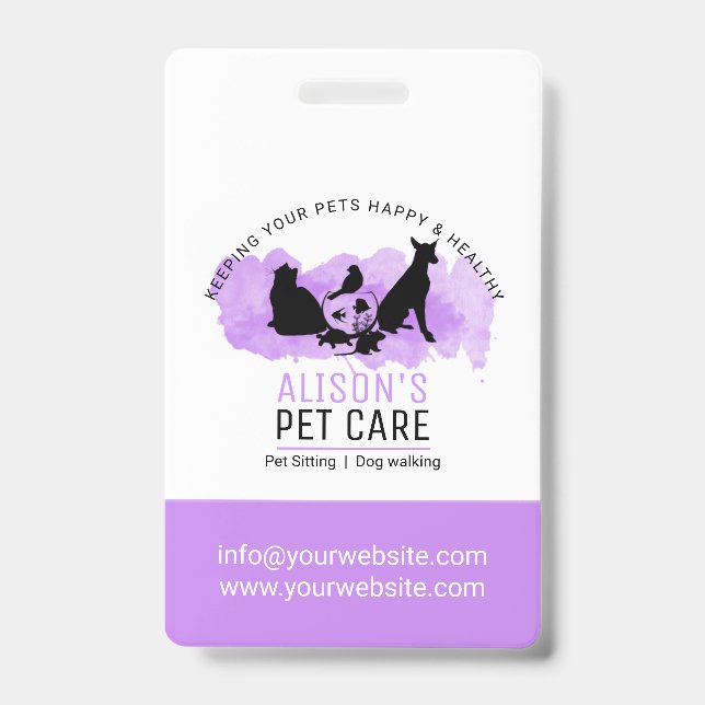Crachá Cuidados com animais / Serviços de pet sitting / P (Frente)