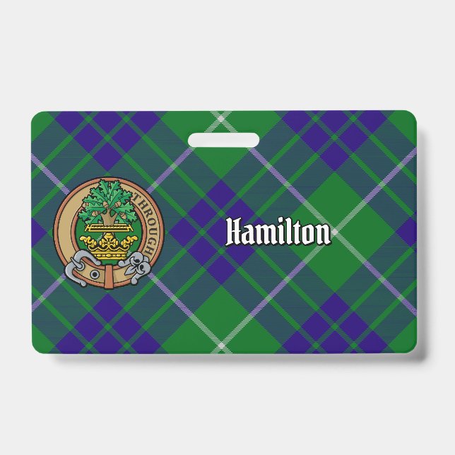 Crachá Cumee do Clã Hamilton sobre Tartan de Caça (Frente)