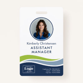 Crachá Custom 3 Color Wavy Lines Employee Photo ID Badge