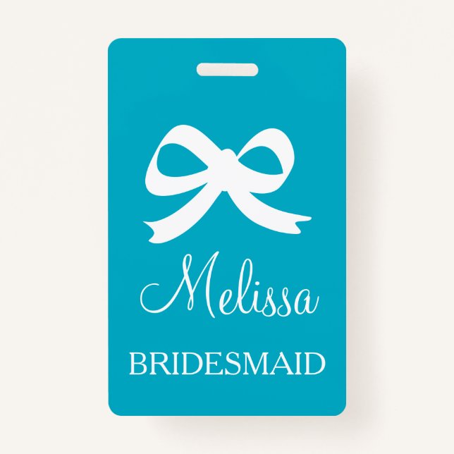 Crachá Custom bridesmaid name badges for wedding party (Frente)