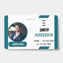 Crachá Custom Business Logo Employee Photo Blue ID Badge