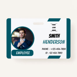Crachá Custom Business Logo Employee Photo Blue ID Badge