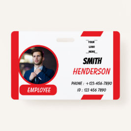 Crachá Custom Business Logo Employee Photo Blue ID Badge