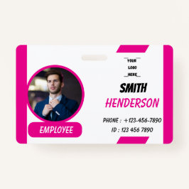 Crachá Custom Business Logo Employee Photo Blue ID Badge
