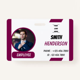Crachá Custom Business Logo Employee Photo Blue ID Badge
