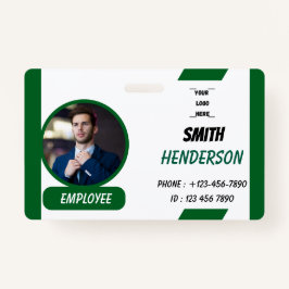 Crachá Custom Business Logo Employee Photo Blue ID Badge