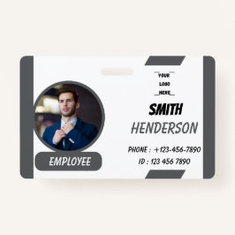 Crachá Custom Business Logo Employee Photo Blue ID Badge
