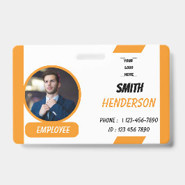 Crachá Custom Business Logo Employee Photo Blue ID Badge