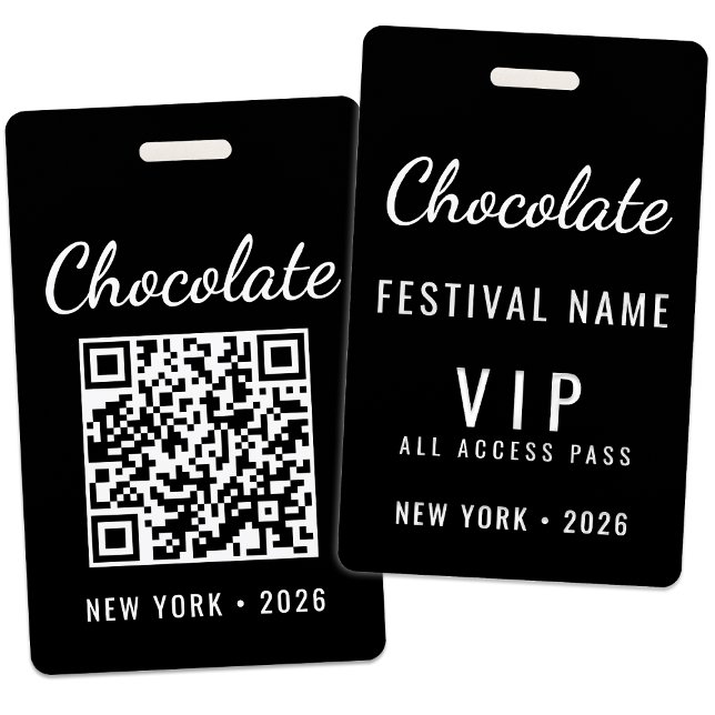 Crachá Custom Chocolate Festival Event QR Code VIP (Criador carregado)