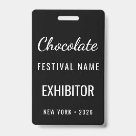 Crachá Custom Chocolate Festival QR Code Exibitor ID