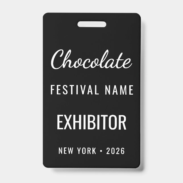 Crachá Custom Chocolate Festival QR Code Exibitor ID (Frente)