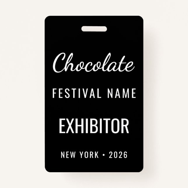 Crachá Custom Chocolate Festival QR Code Exibitor ID (Frente)