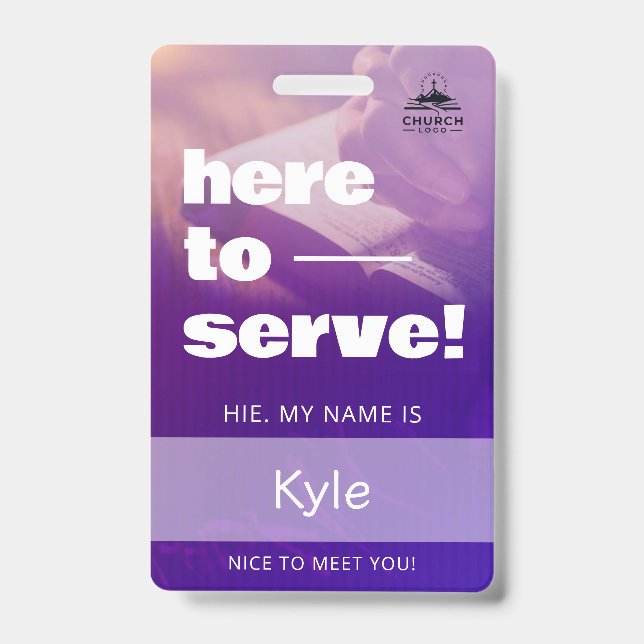 Crachá Custom Church Name Badge ID Template (Frente)