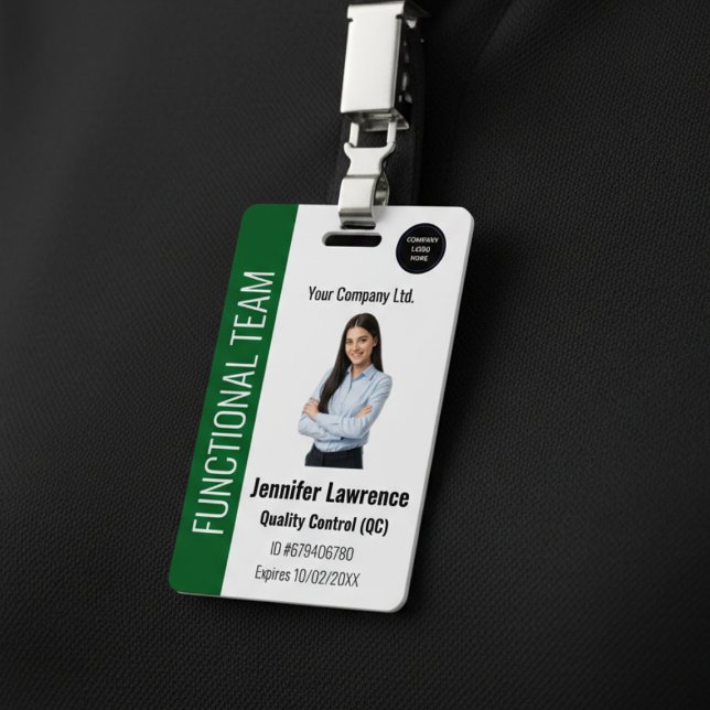 Crachá Custom Corporate Employee ID Badge (Custom Corporate Employee ID Badge | Personalized Photo Business Name Tag with Logo)