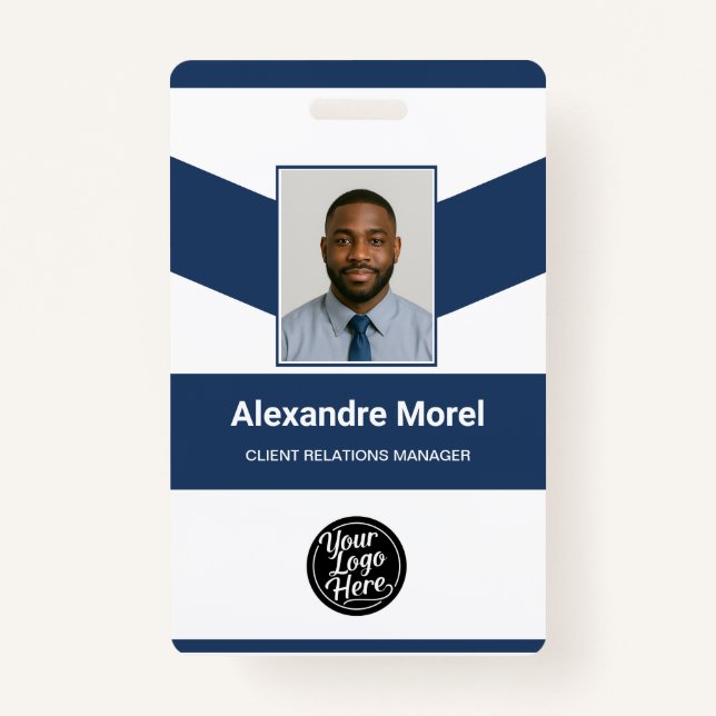 Crachá Custom Employee Badge with Photo, Logo & Barcode (Frente)