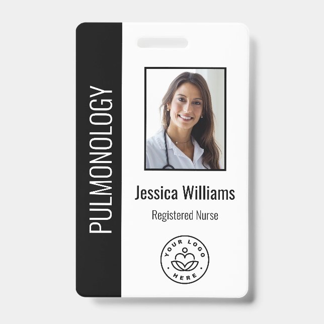 Crachá Custom Employee Photo Black White Medical ID Black (Frente)