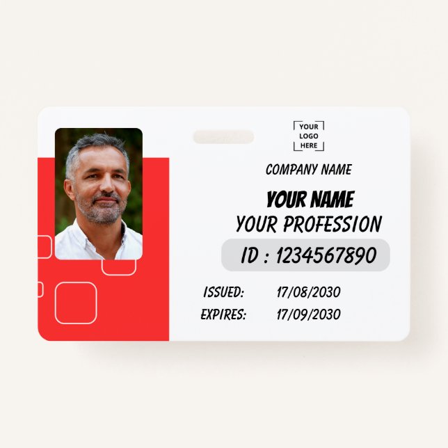 Crachá Custom Employee Photo, Signature, Logo, Name Badge (Frente)