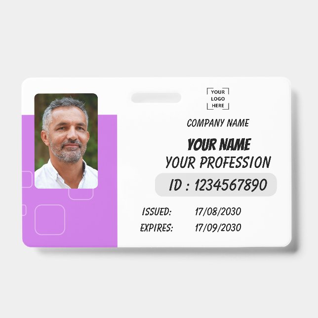 Crachá Custom Employee Photo, Signature, Logo, Name Badge (Frente)