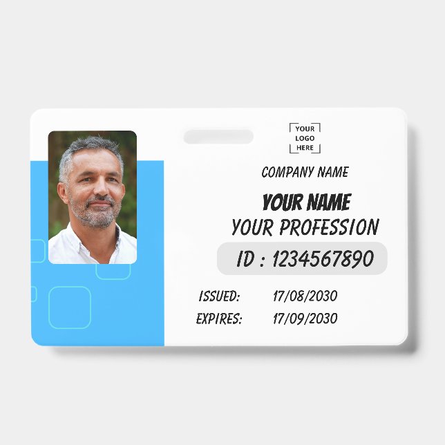 Crachá Custom Employee Photo, Signature, Logo, Name Badge (Frente)