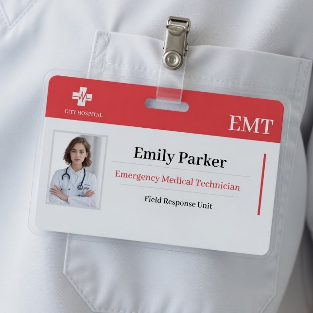 Crachá Custom EMT ID Badge Template | Emergency Medical  (Criador carregado)