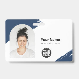 Crachá Custom Modern ID Card Simple QR Arc Photo Brush