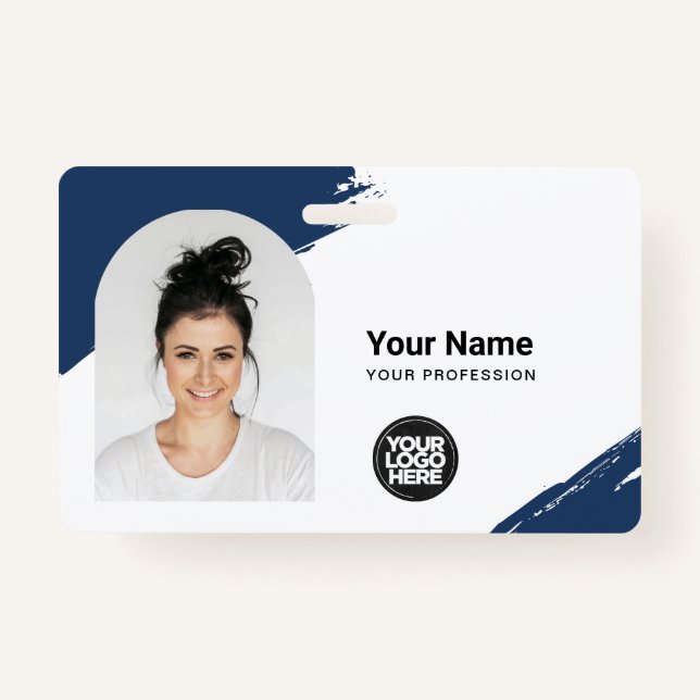 Crachá Custom Modern ID Card Simple QR Arc Photo Brush (Frente)