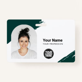 Crachá Custom Modern ID Card Simple QR Arc Photo Brush