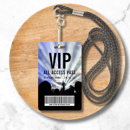 Crachá Custom Name Barcode VIP All Access Pass Concert