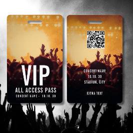 Crachá Custom Name VIP All Access Pass Concert