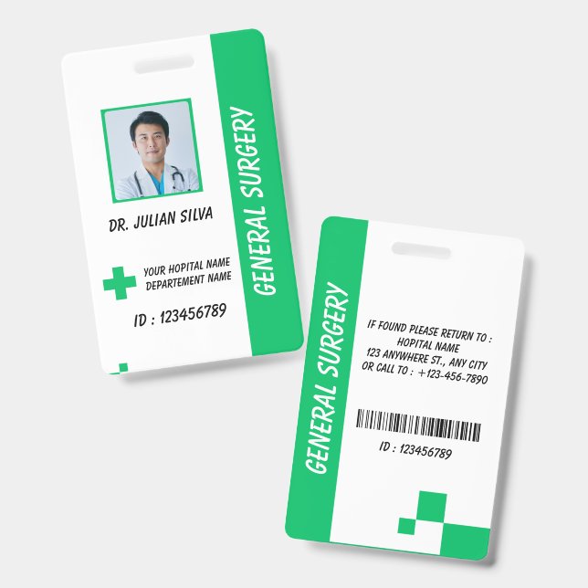 Crachá Custom Nurse ID Badge for Healthcare Employees (Frente e verso)