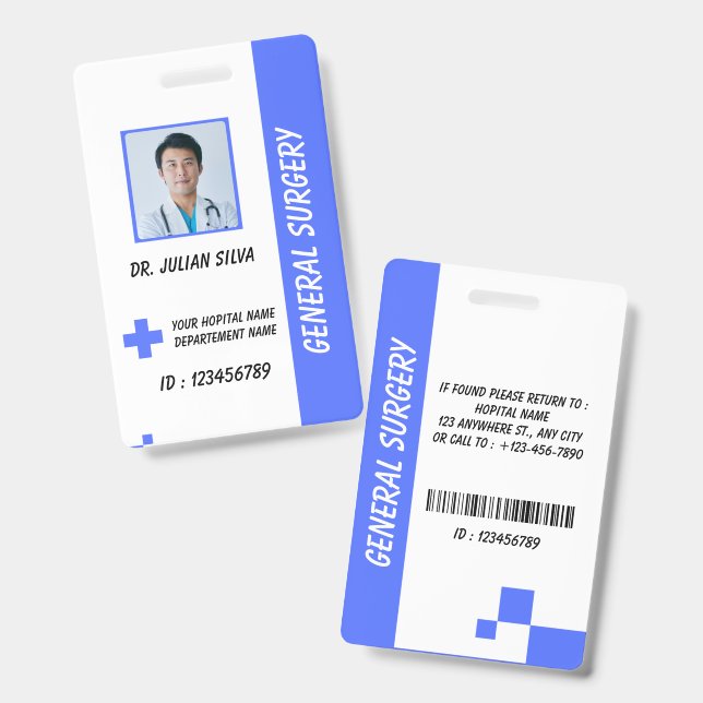 Crachá Custom Nurse ID Badge for Healthcare Employees (Frente e verso)