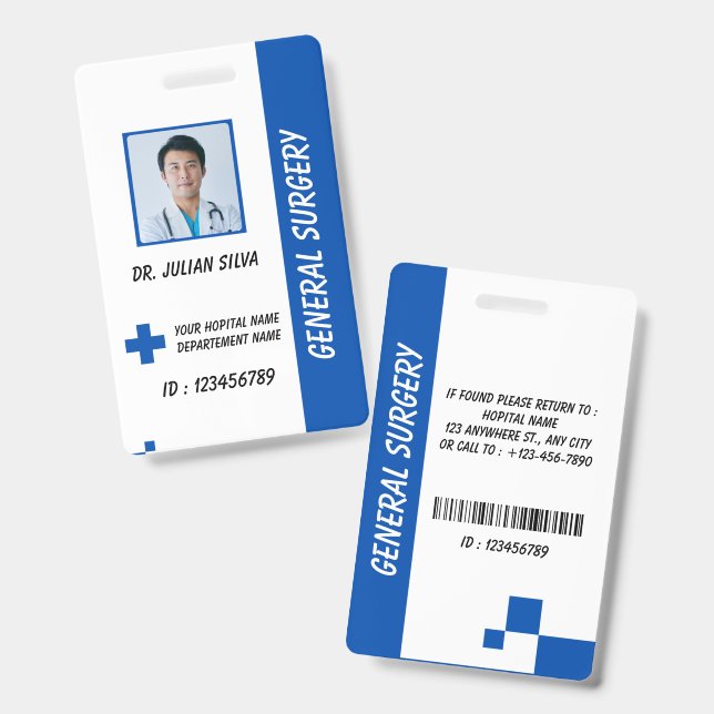 Crachá Custom Nurse ID Badge for Healthcare Employees (Frente e verso)