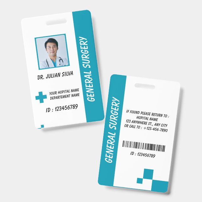 Crachá Custom Nurse ID Badge for Healthcare Employees (Frente e verso)