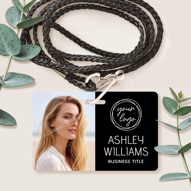 Crachá Custom Photo Company Logo Name Employee Black ID (Criador carregado)