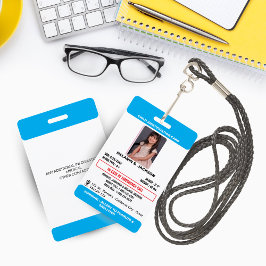 Crachá Custom Photo ID Badge for Kids with Emergency Cont